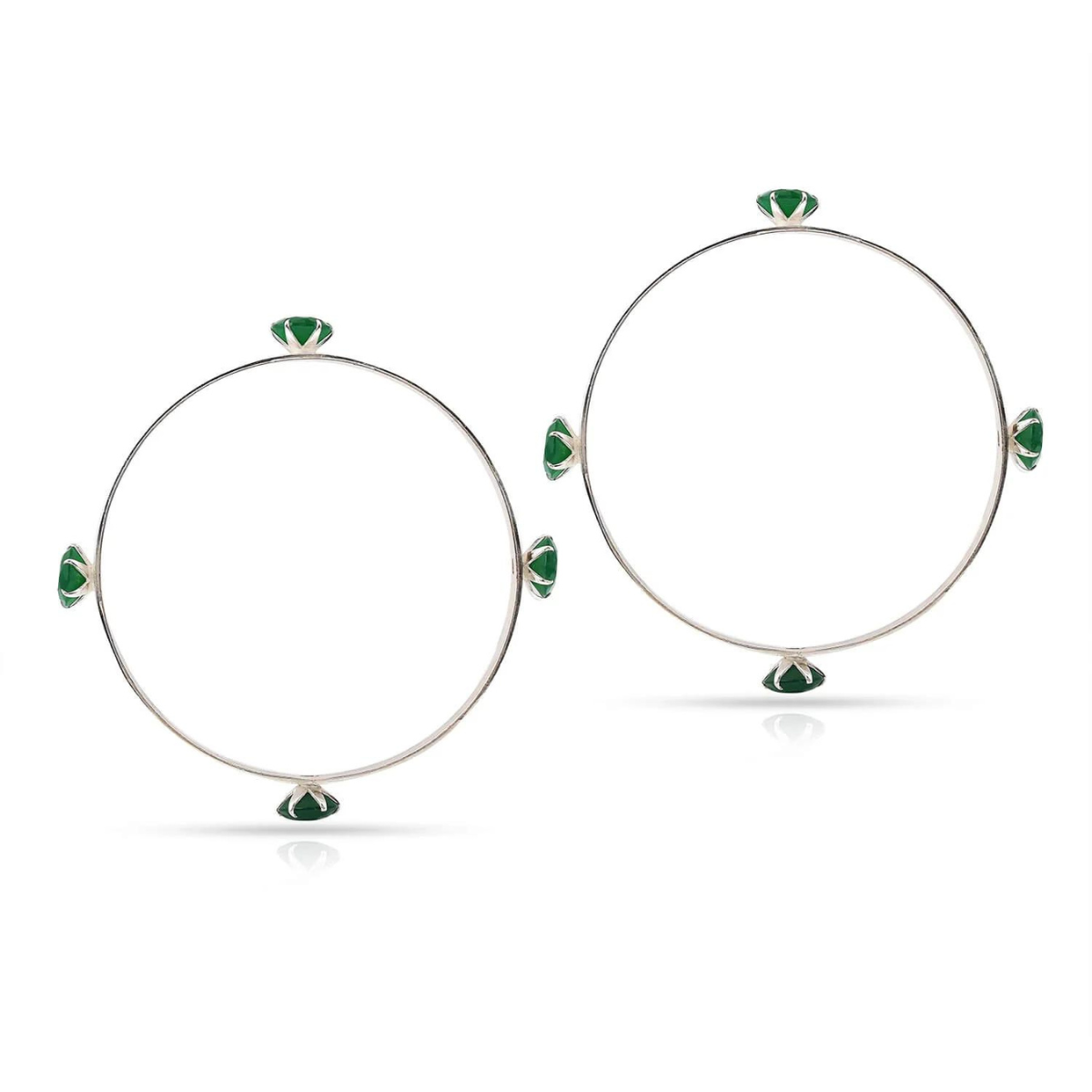 Green Onyx Sterling Silver Bezel Design Bracelet-2