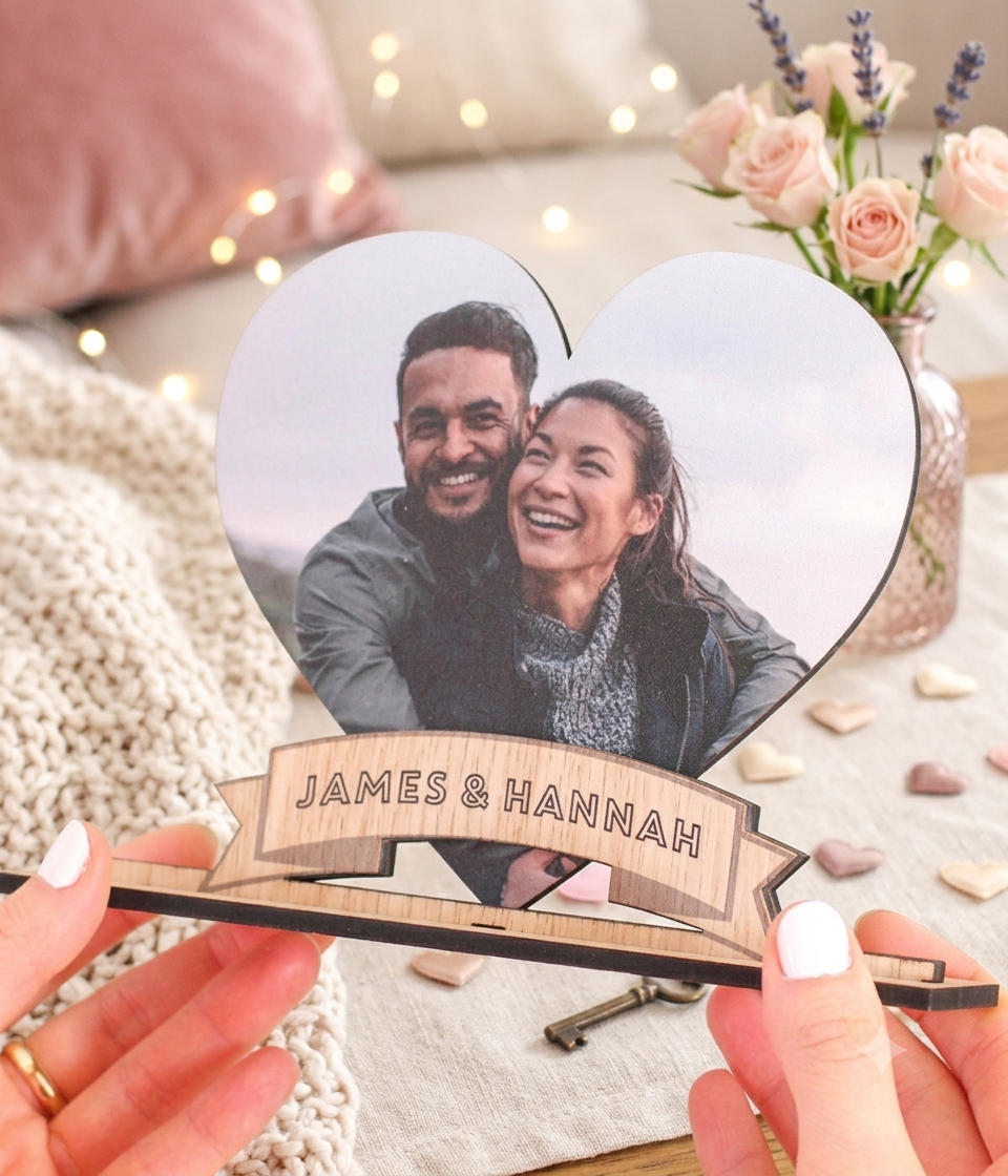 Personalized Heart Photo Frame with Name & Photos