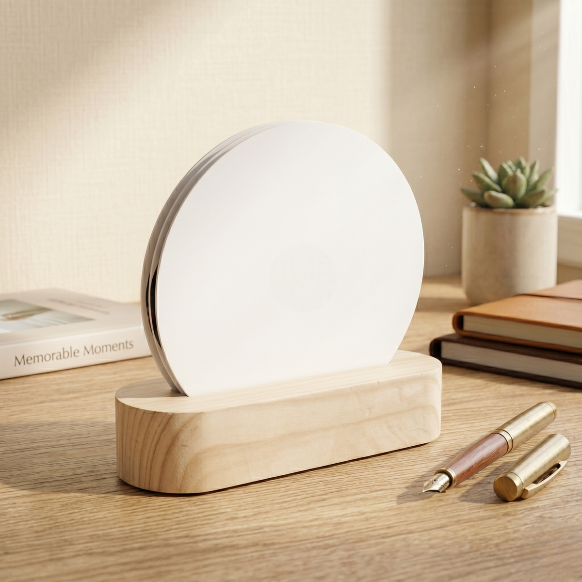 Personalized Wooden Calendar Desk Stand with Photo