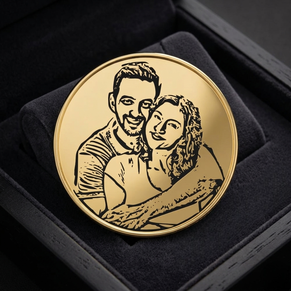 Photo Engraved 22K Gold Coin