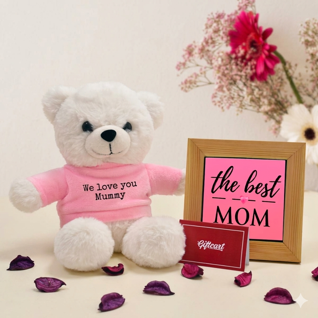 Teddy With Table Top Gift Hamper For Mother's Day