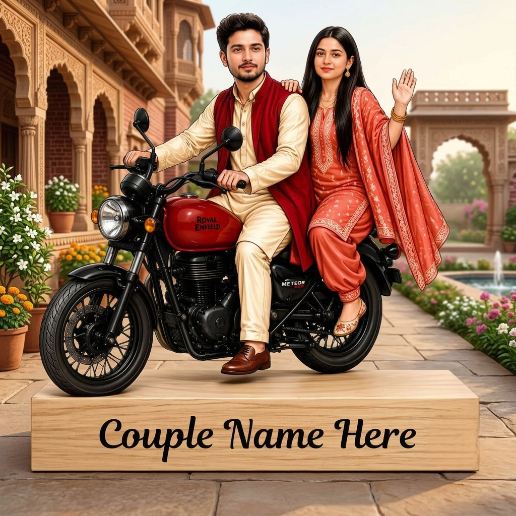 Couple Bike Caricature Standee for Anniversary