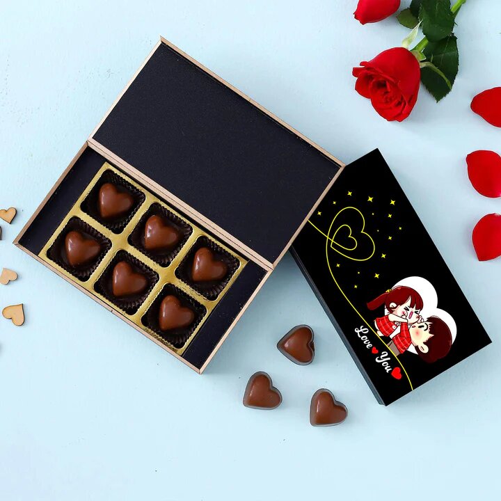 Love You Heart Chocolate Box Gift For Valentine's Day