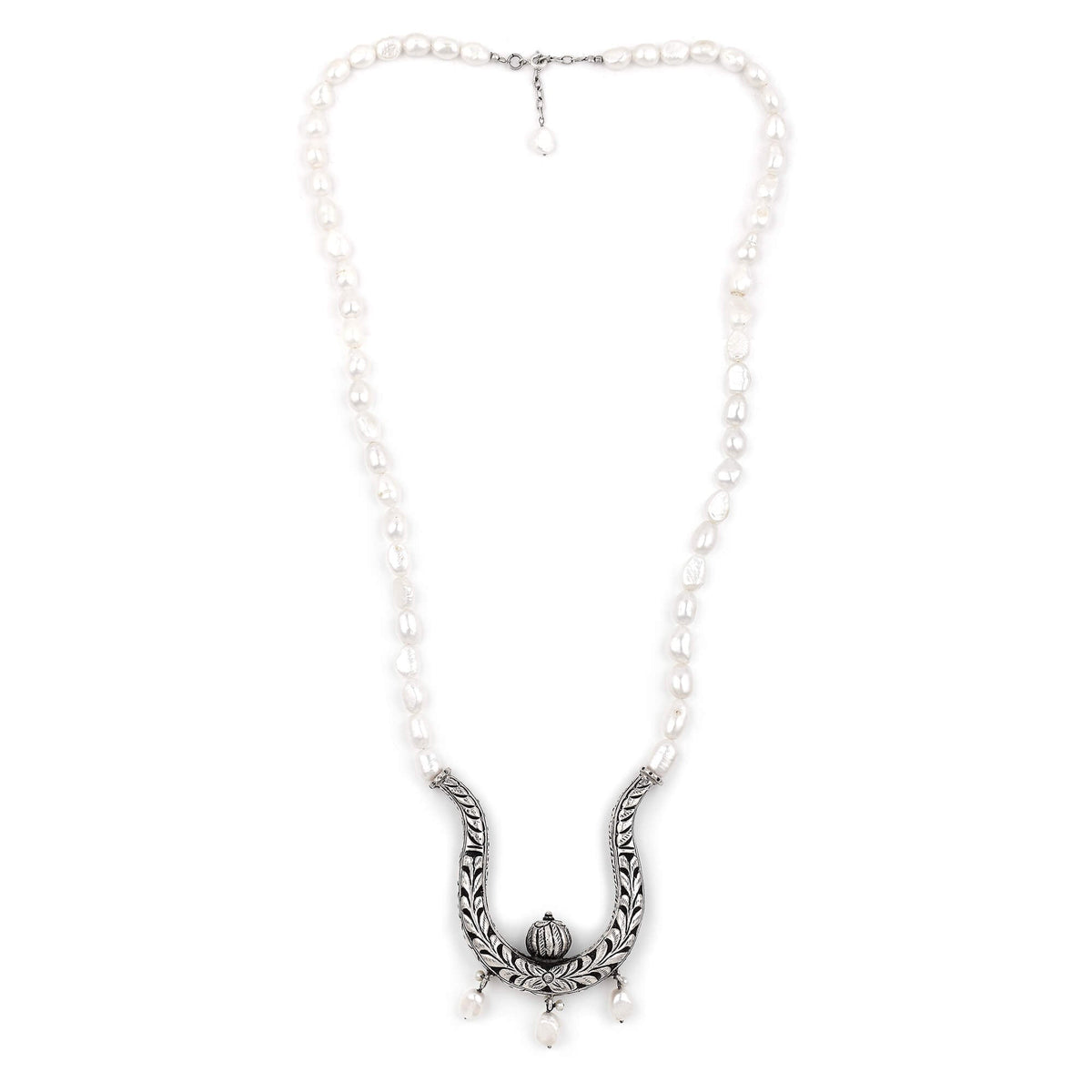 Handmade Vintage Pearl Silver Necklace-2