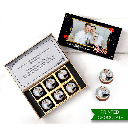 Hanging hearts & stars printed Personalised Photo Chocolate for Mom