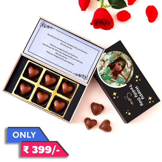 Teddy Day Heart Shape Personalised Photo Chocolate