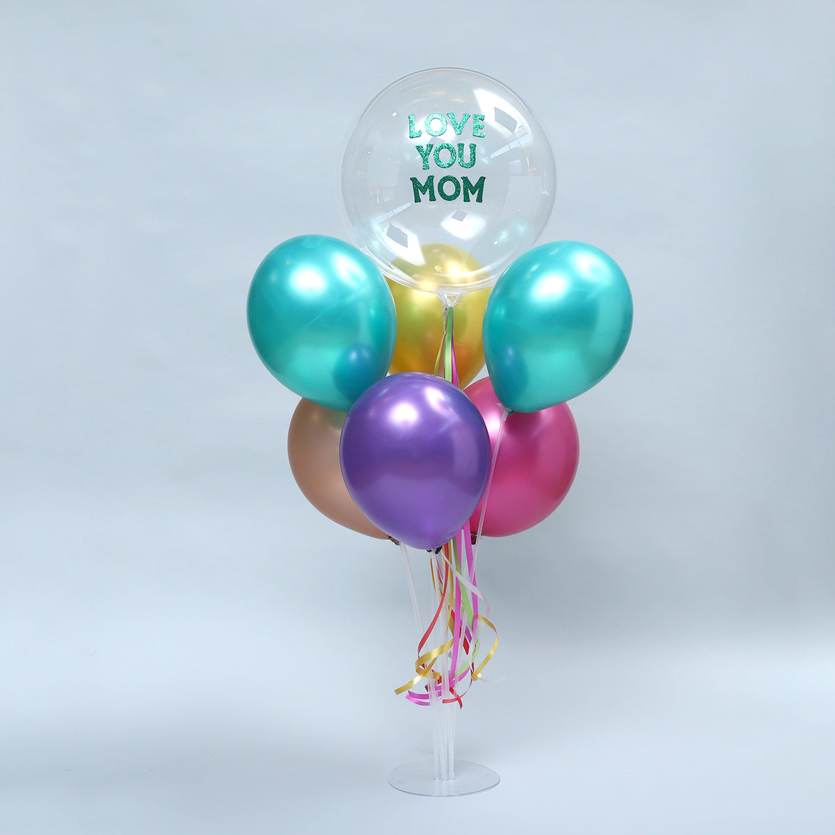 Love You Mom Multicoloured Balloons Stand-1
