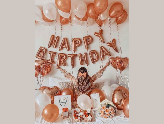 Birthday Surprise Rose Gold Balloon Decor