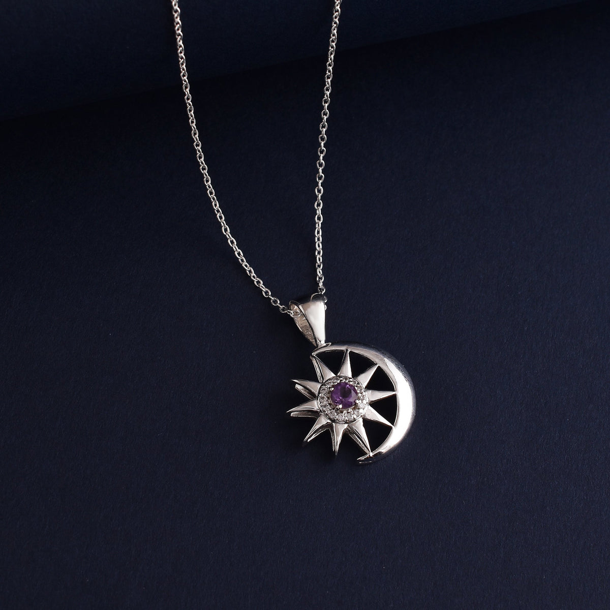 Moon Star Amethyst Sterling Silver Pendant-1