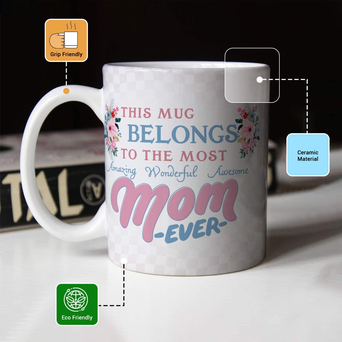Wonderful Mom Ever Printed Ceramic Coffee Mug Gift For Mother's Day
