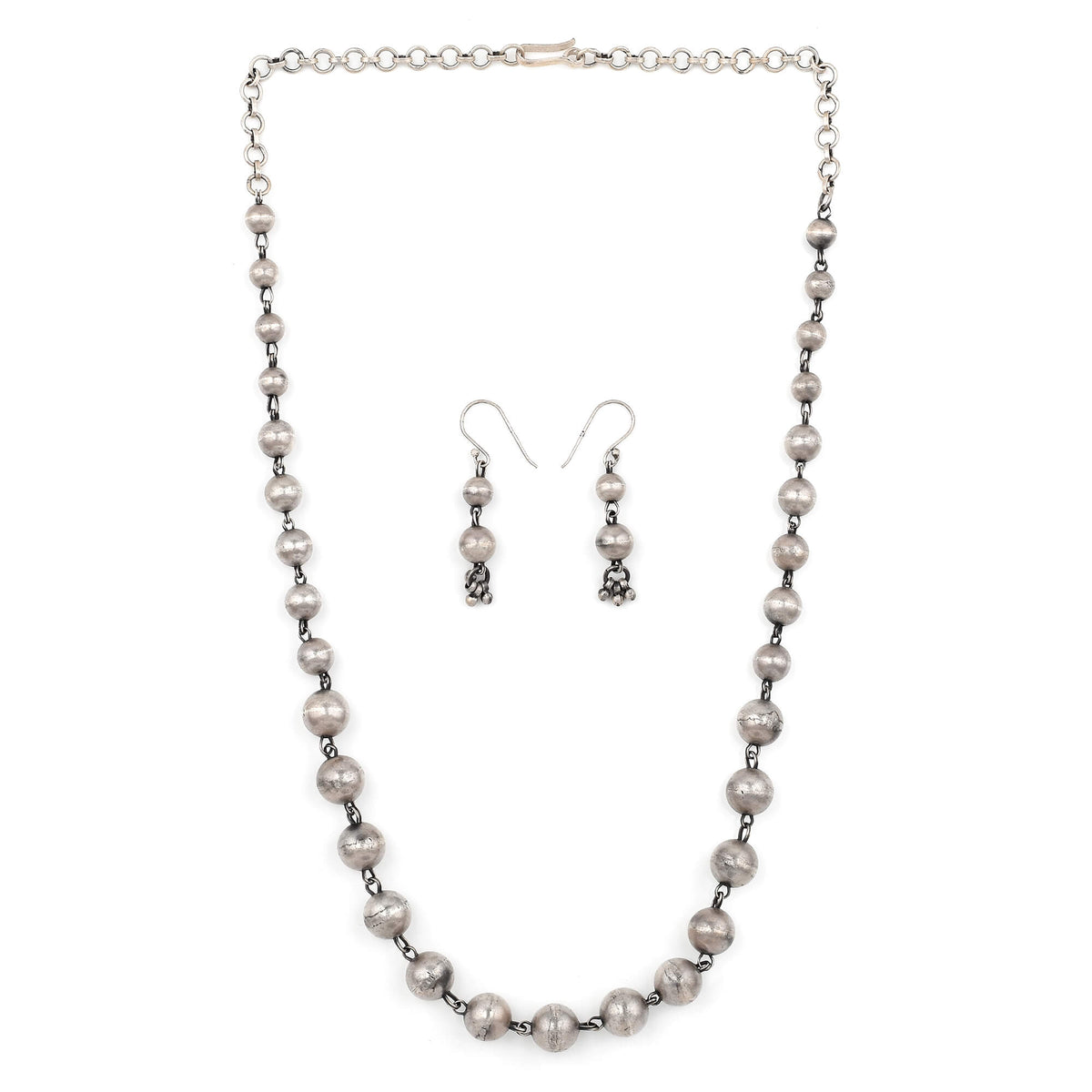 Oxidized Silver Bead Necklace Set-2