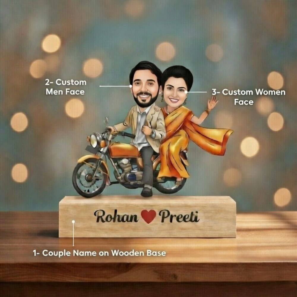 Custom Couple Caricature on Bike Standee