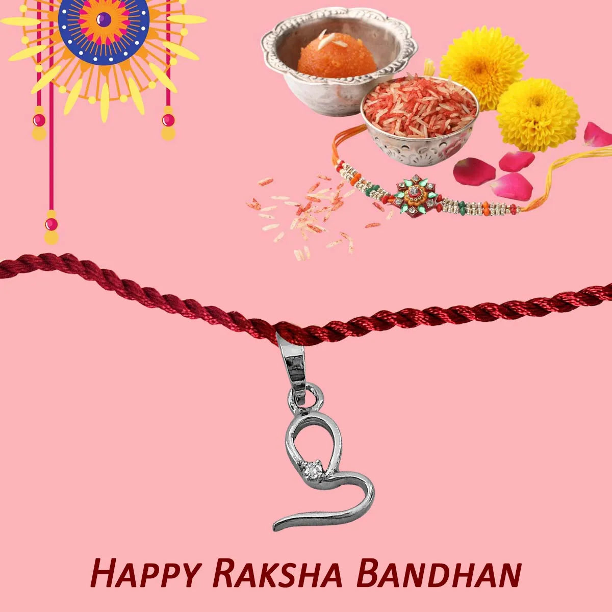 Divine Glitter Sterling Silver Rakhi for Brothers-4