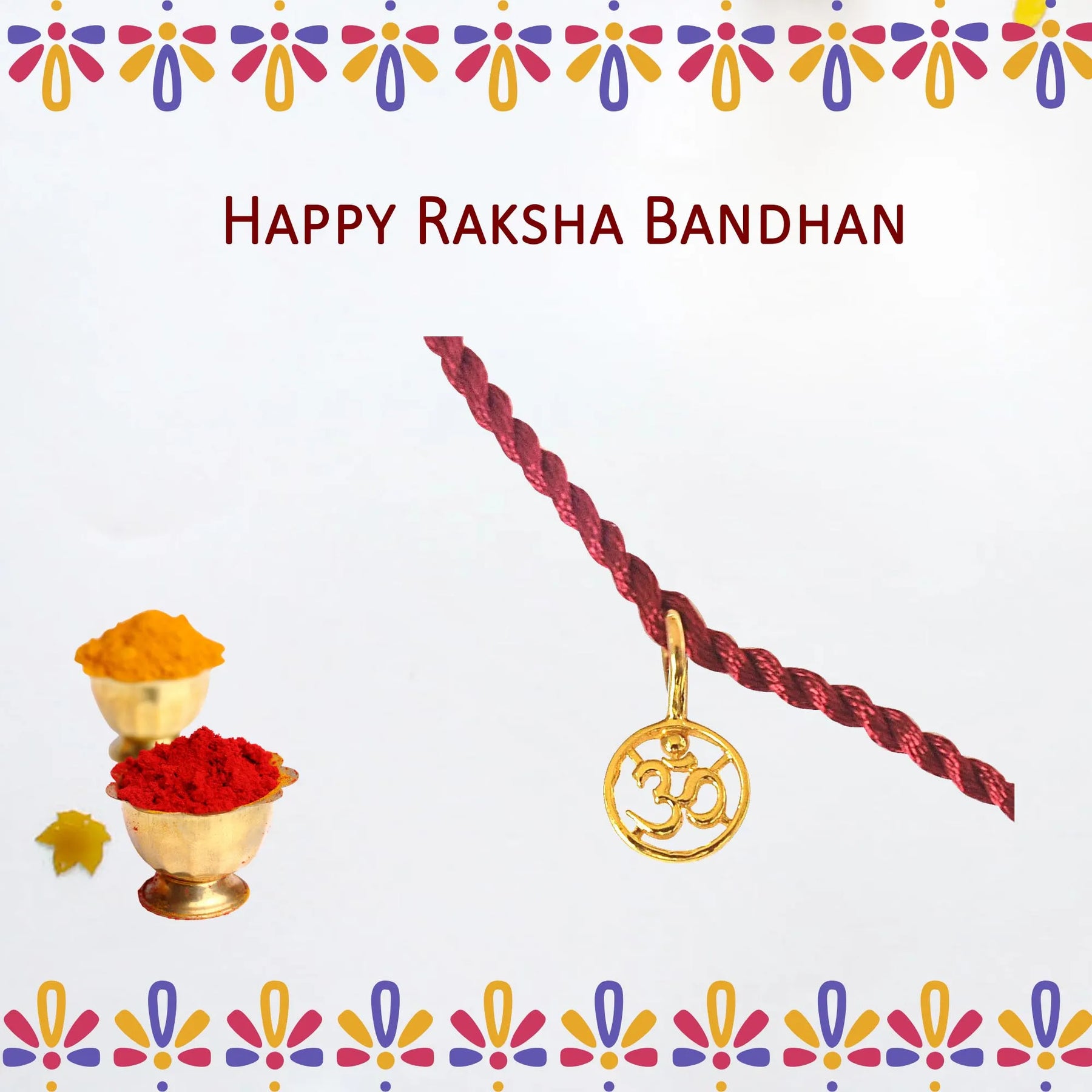 Delicate OM Shaped Gold Plated Sterling Silver Rakhi for Brothers-4