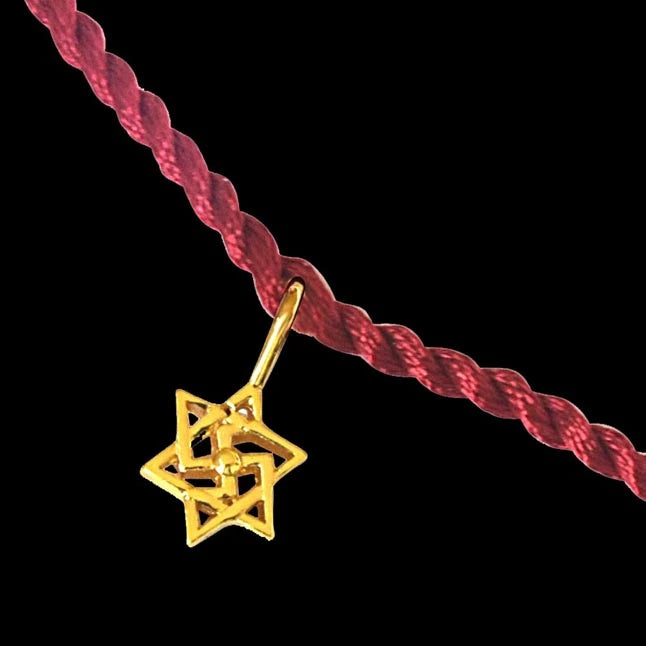 Shatkonam Swastik Gold Plated Sterling Silver Rakhi for Brothers