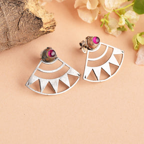 Sterling Silver Triangle Ruby Earrings