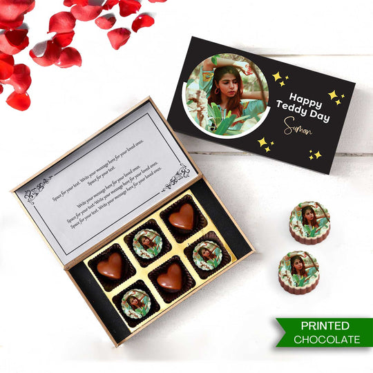 Teddy Day Heart Shape Personalised Photo Chocolate