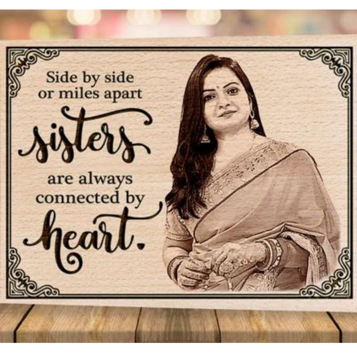 Personalized Engraved Wooden Frame Gift For Sister