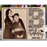 Personalized Birthday Engraved Wooden Photo Frame for Brother