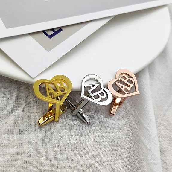 Personalised Heart Metal Initial Cufflinks