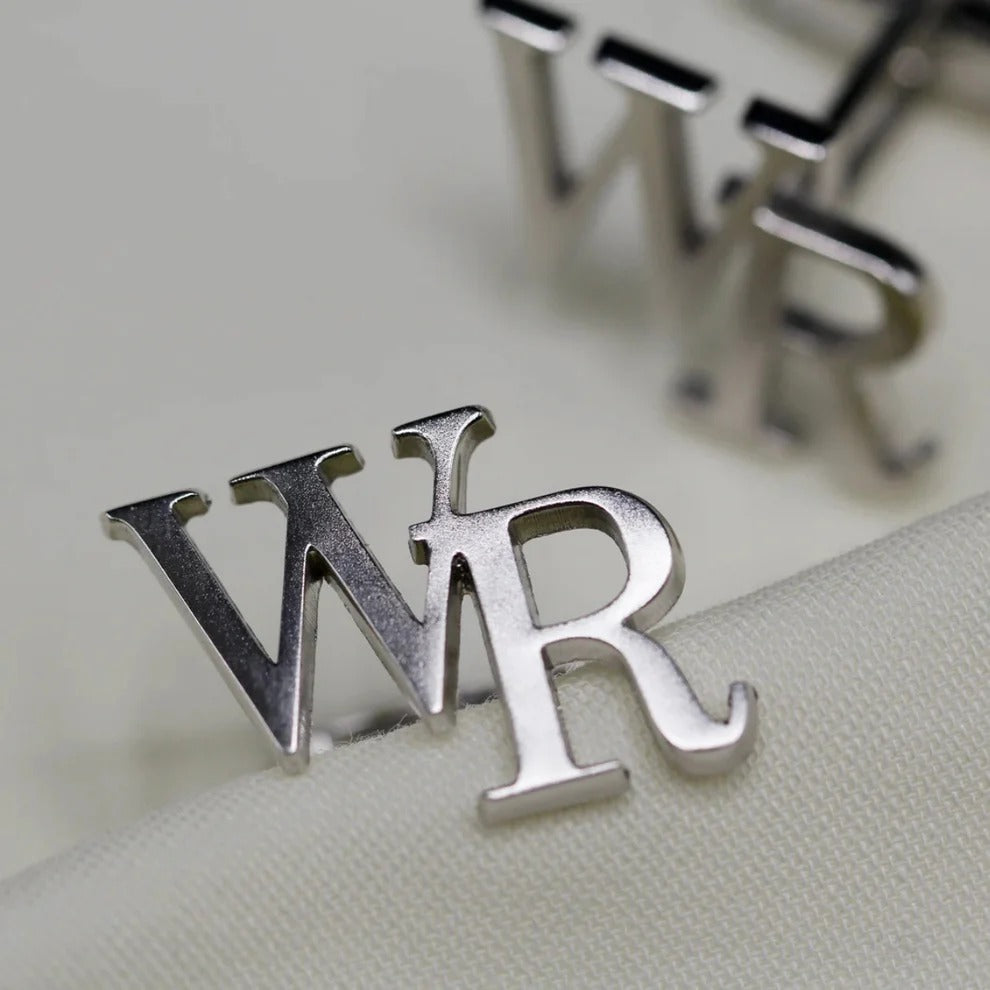 Personalised Metal Diagonal Initial Cufflinks