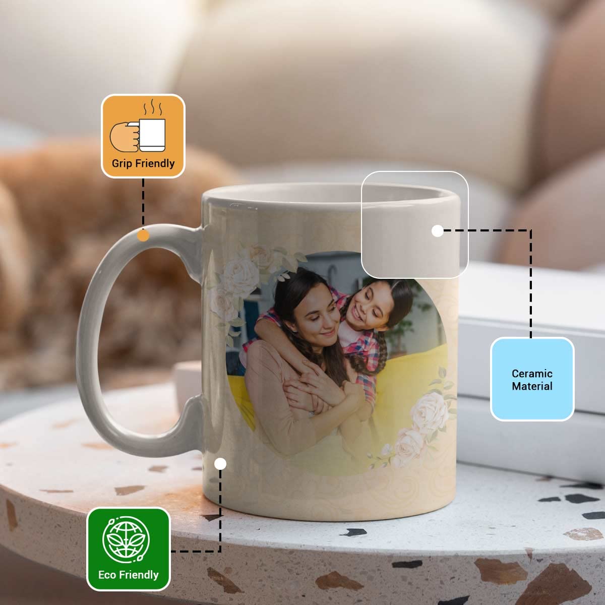 Personalized Photo With Mom Ceramic Coffee Mug Gift For Mom