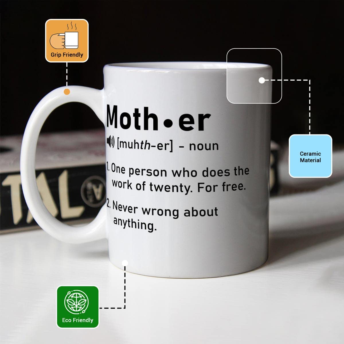 Mother – Noun Printed Ceramic Coffee Mug Gift For Mom