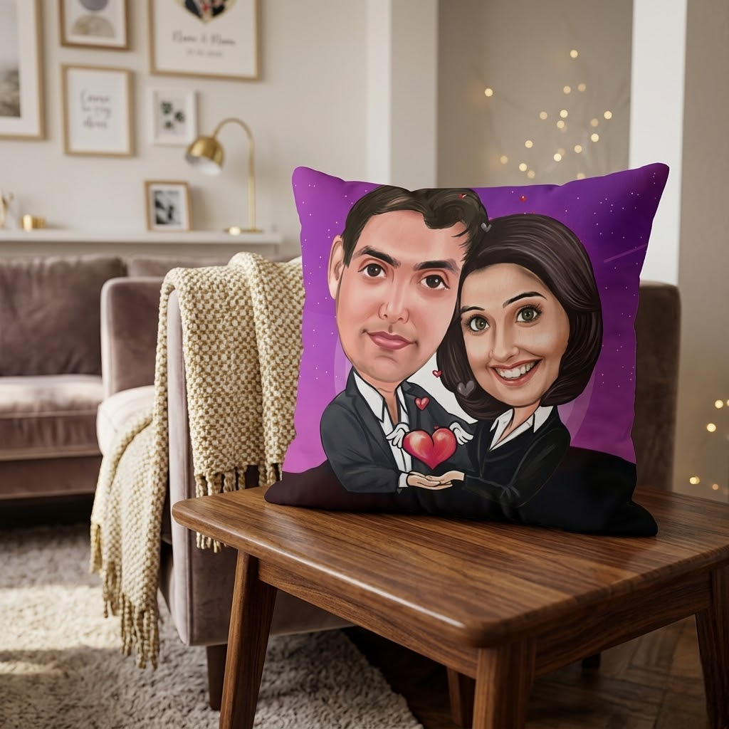 Personalised Locked in Your Love Caricature Cushion