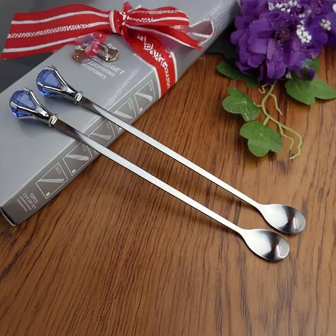 Elegant Diamond Handle Long Stirring Spoons