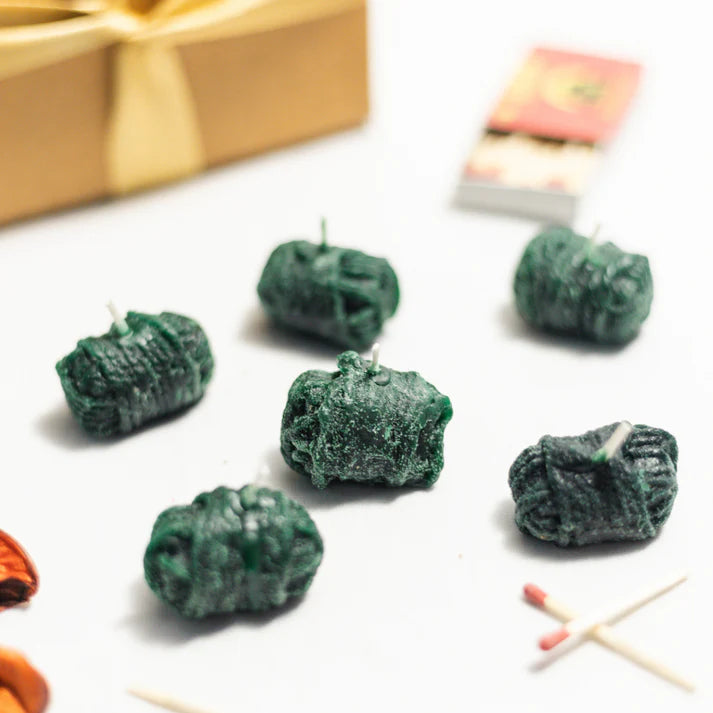 Set of 6 Green Bomb Candles