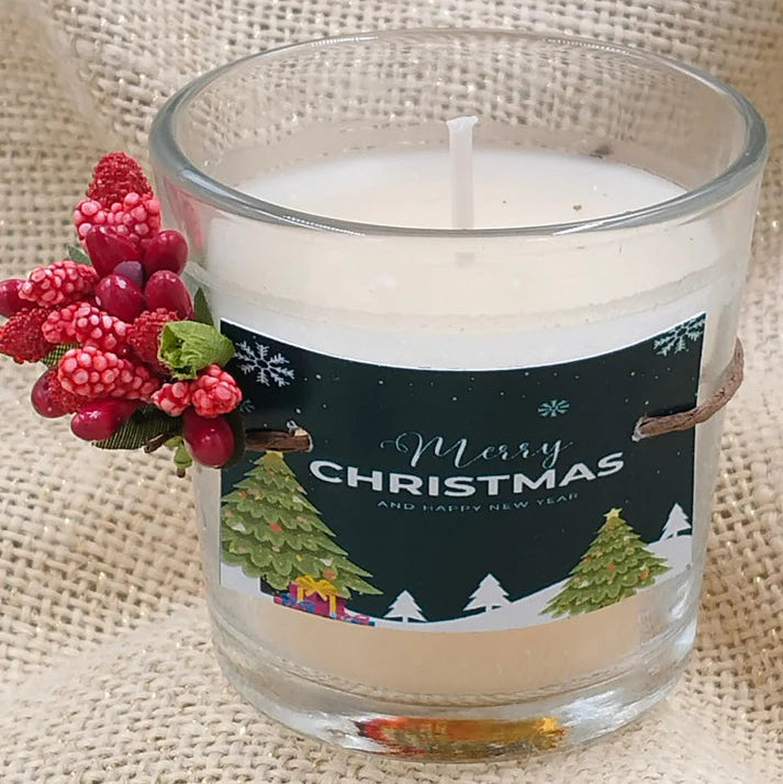 Set Of 2 Scented Christmas Glass Votive Candles