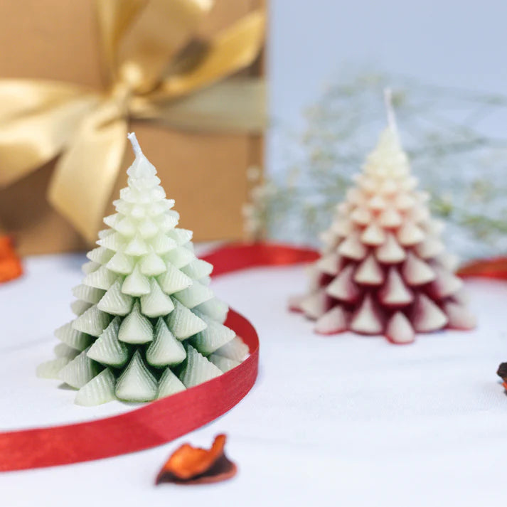 Set Of 2 Shaded Christmas Tree Candles