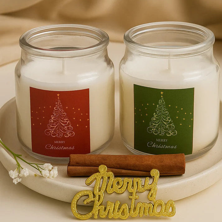 Set Of 2 Christmas Scented Jar Candles