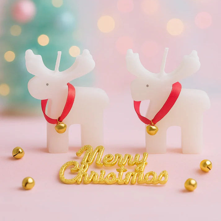 Set Of 2 Reindeer Candles