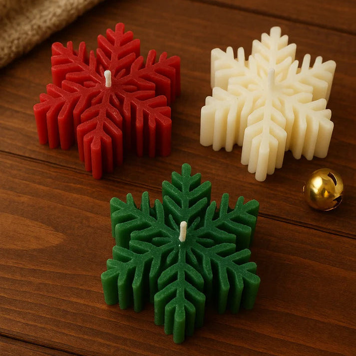 Set Of 3 Snowflakes Candles