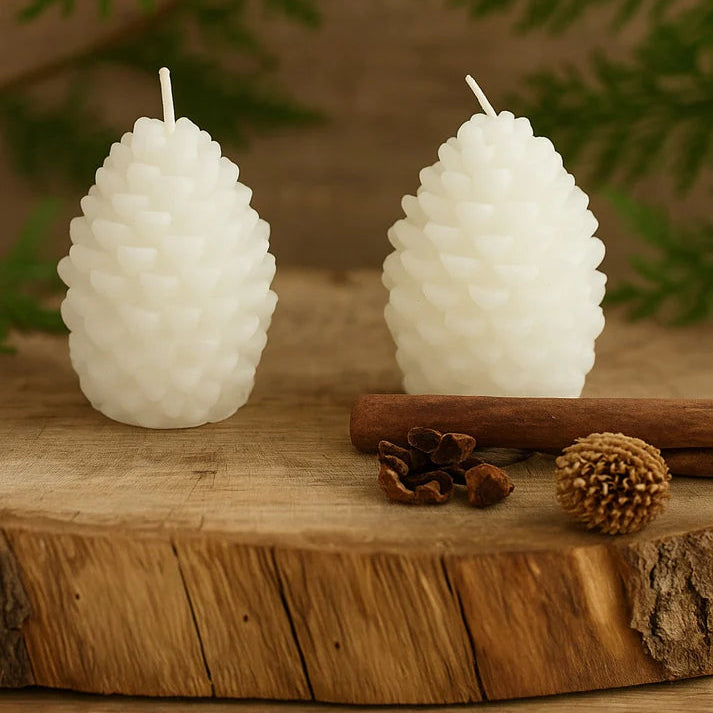 Set Of 2 Pine Cone Candles
