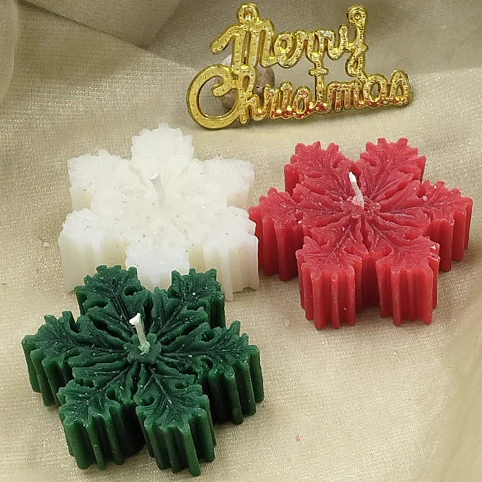 Set Of 3 Snowflakes Candles