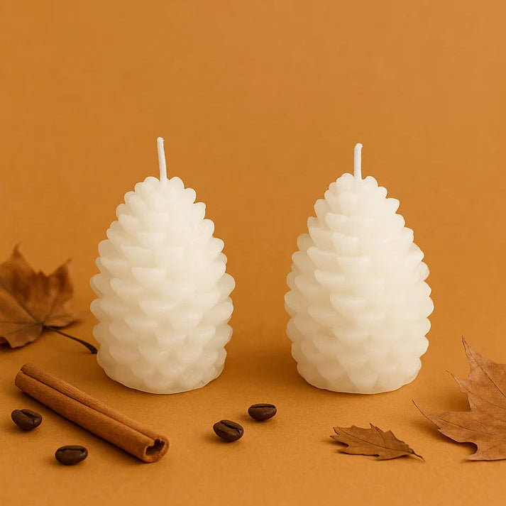 Set Of 2 Pine Cone Candles