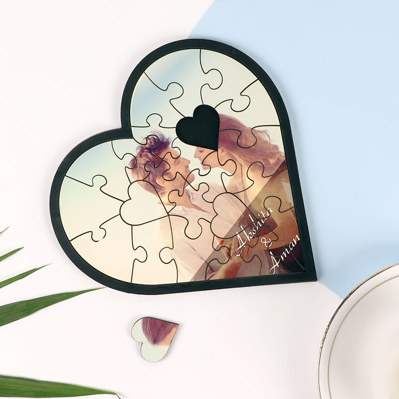 Personalised Heart Shape Wooden Photo Puzzle