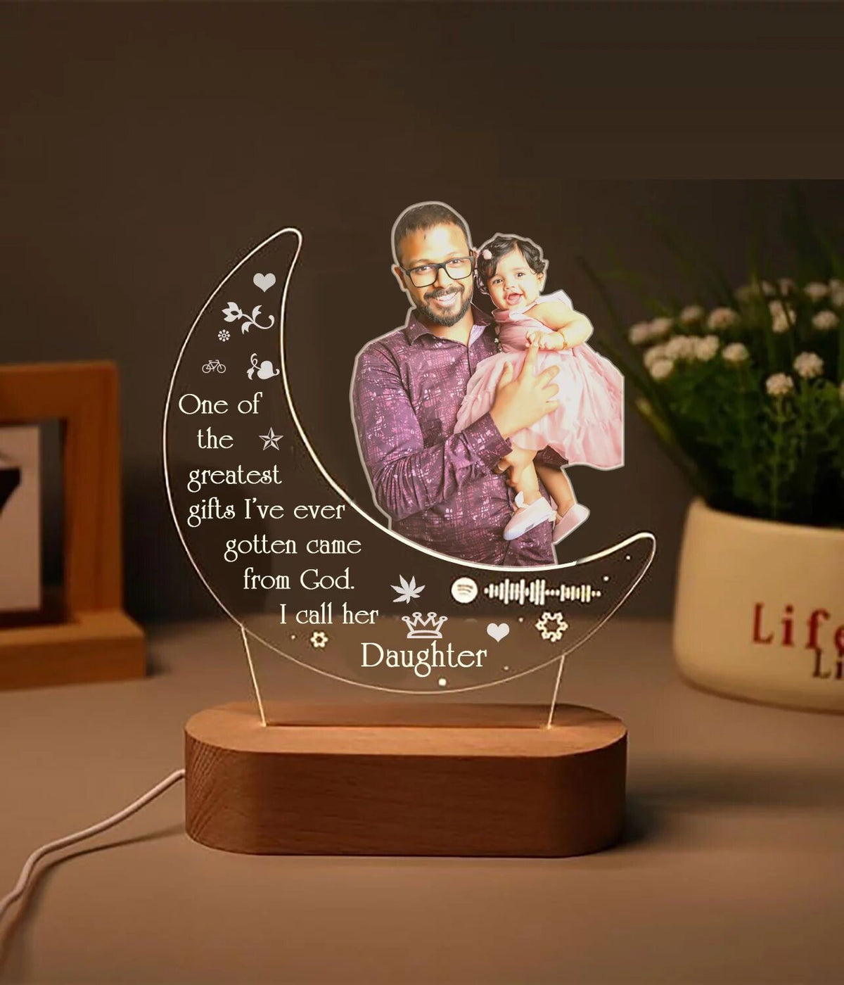 Personalized Moon Photo Lamp Gift For Daughter