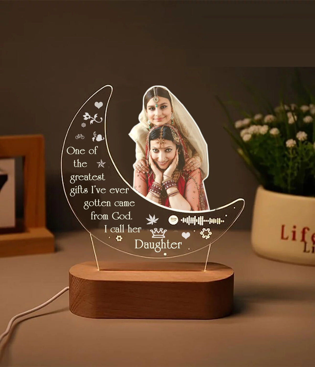 Personalized Moon Photo Lamp Gift For Daughter