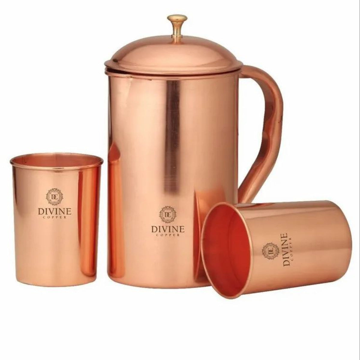 Pure Copper Plaln Jug Wlth 2 Glass (Bulk/Corporate Orders Only)