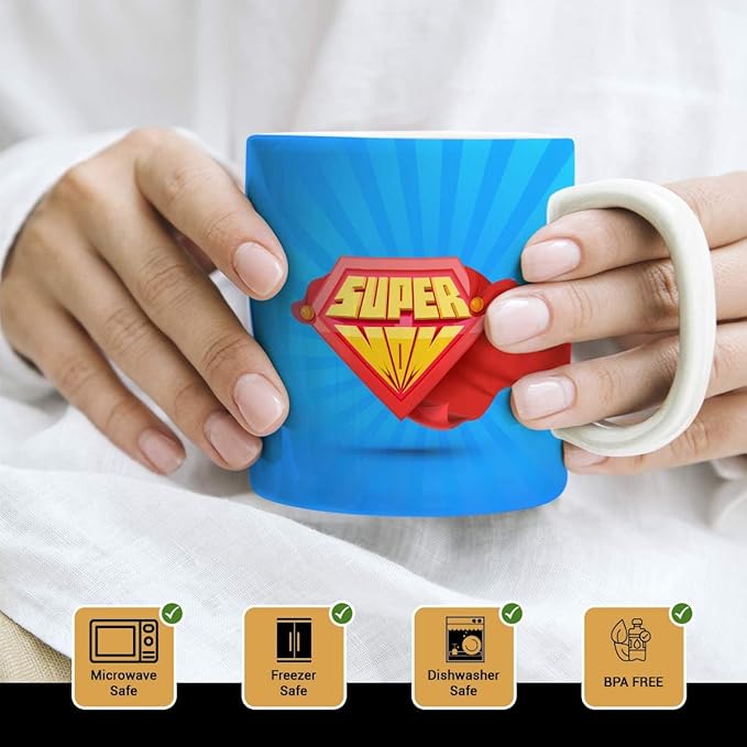 Super Mom Blue Ceramic Coffee Mug Gift For Mom