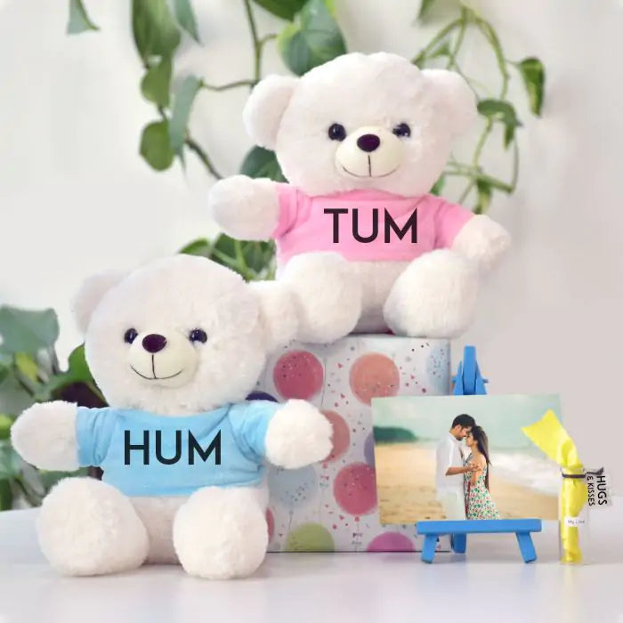 Personalized Hum Tum With Name Teddy Bear Love Hamper for Couple-1