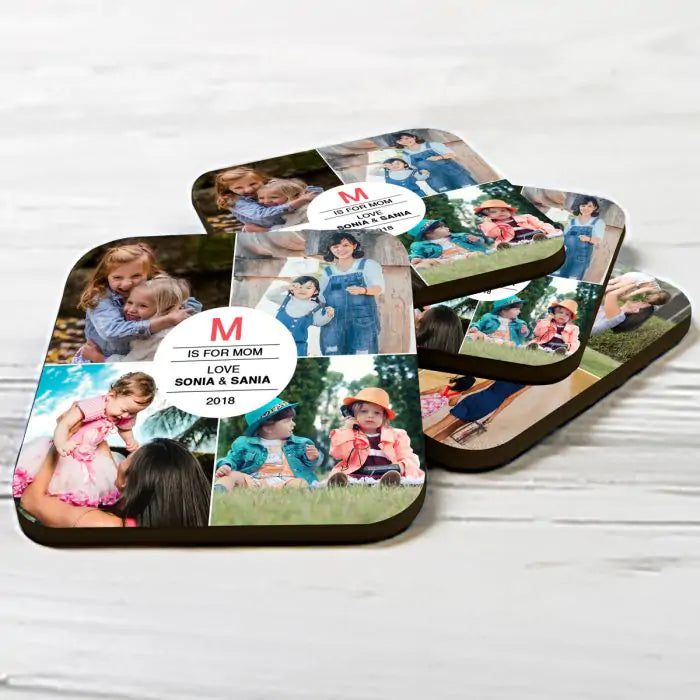 Personalised M Is For Mom Love Coaster