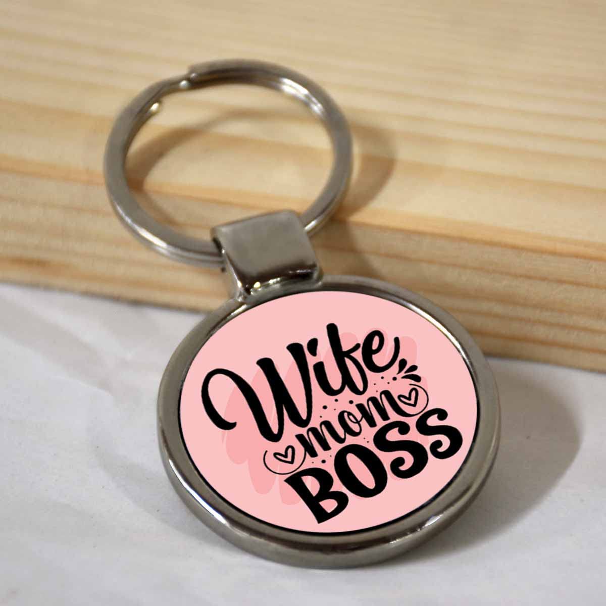 Wife Mom Boss Metal Keychain-1