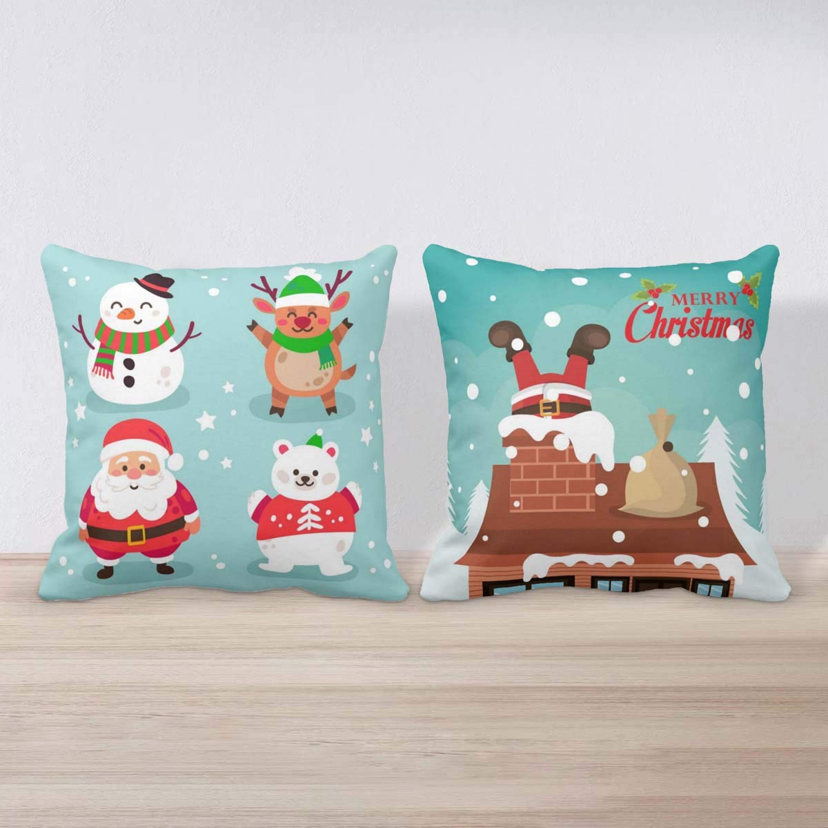 Topsy Tuvry Santa with Friends Cushions Covers Set of 2