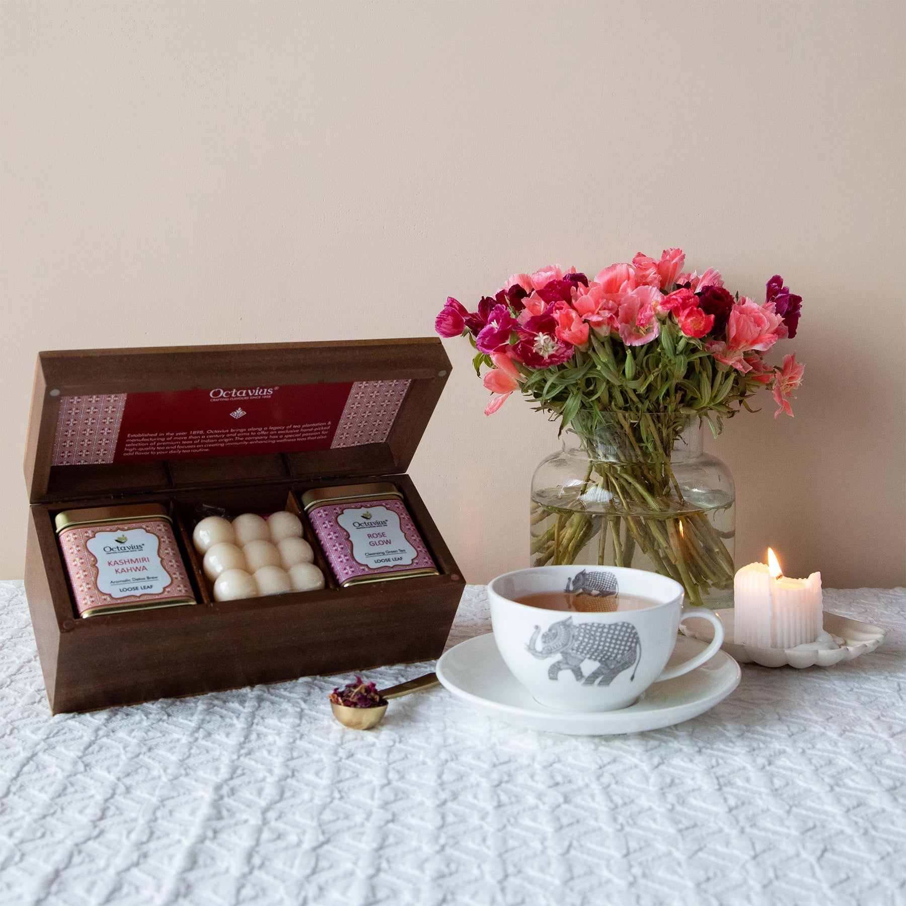 Ambrosial Tea Hamper (2 Wellness Teas & Organic Bubble candle)-2