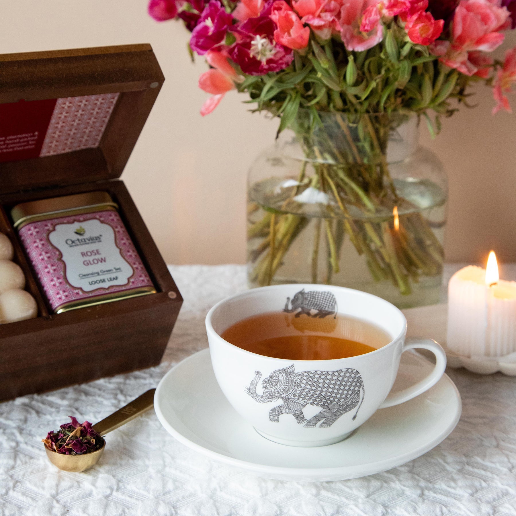 Ambrosial Tea Hamper (2 Wellness Teas & Organic Bubble candle)-3