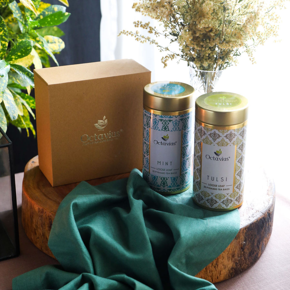 Octavius Tea Collection| Pristine Greens Range - 2 Tins Packed In An Exclusive Gift box-5